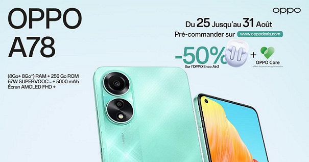 الهاتف الذكي الجديد OPPO A78 قريبا في تونس